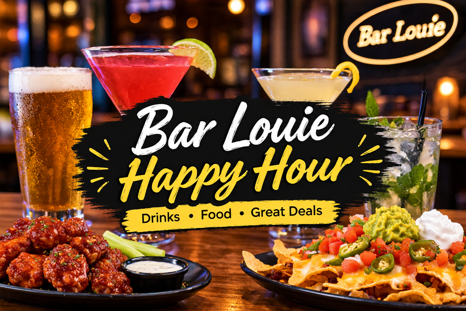 Bar Louie Happy Hour 2026: Times, Menu, Prices & Deals